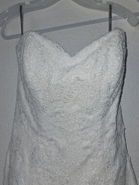 Maggie Sottero White Strapless Lace Gown Size 12